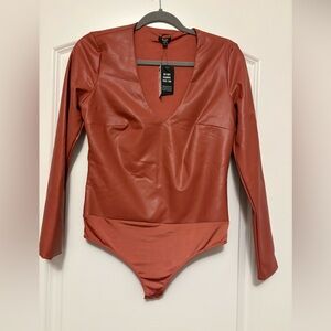 NWT’s-Express Rust Faux Leather Bodysuit